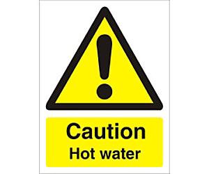 Warning Sign Hot Water Adhesive Vinyl 20 x 15 cm