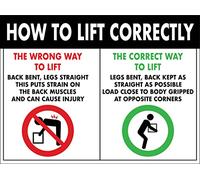 Warning Sign How To Lift Correctly Novelty Metal Tin Wall Plaque Rust-Proof Metal Sticker Wall Sign For Outdoor Use,Indoor 20X30Cm