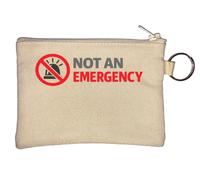 Warning Sign Indicating No Emergency Key Chain Coin Purse Beige