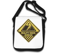 Warning Sign Indicating Reality Ends Ahead Shoulder Bag White