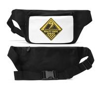 Warning Sign Indicating Reality Ends Ahead Unisex Waist Bag Black