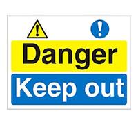 Warning Sign Keep Out Freestanding PVC (Polyvinyl Chloride) 30 x 40 cm