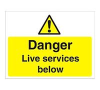 Warning Sign Live Services Freestanding PVC (Polyvinyl Chloride) 30 x 40 cm