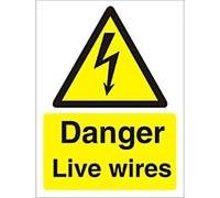 Warning Sign Live Wires Adhesive Vinyl 30 x 20 cm