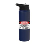 Warning Sign - Locksmith On The Loose Funny Job Quote Stainless Steel Insulated Water Bottle
