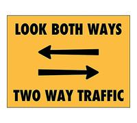 Warning Sign Look Both Ways Two Way Traffic Arrows Tough Metal Sticker Wall Sign Decorative Tin Metal Sign Plaque For Indoor,Outdoor Use 20X30Cm