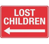 Warning Sign - Lost Children Left Arrow, Rust Free Aluminum Metal Sign, Weather Resistant, Durable, for Malls, Public Spaces, 12x16 inch