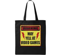 Warning Sign May Yell At Video Games Natural Ecological Cotton Tote Bag Black