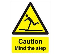 Warning Sign Mind The Step Wall Mounted PVC (Polyvinyl Chloride) 15 x 20 cm