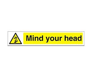 Warning Sign Mind Your Head Adhesive Plastic 5 x 30 cm