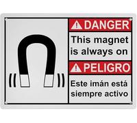 Warning Sign: MRI X Ray Microwave, This Magnet is Always on - Este imán está Siempre Activo, Workplace Industrial, 12x8 Inch