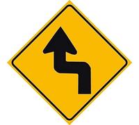 Warning Sign Multi Sharp Curve Sign Left Arrow Metal Tin Sign Square Sign 12x12 inches