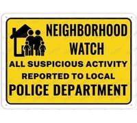 Warning Sign - Neighborhood Watch All Suspicious Activity Reported, Rustic Metal Tin Sign, for Communities, Residential Areas, Outdoor Art Decor, 12x8 inch