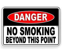Warning Sign: New - Danger No Smoking Beyond This Point, Wall Decor Rust Free Metal Tin; Yard, Office, Indoor/Outdoor security for Restricted Areas 12x8 inch