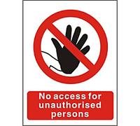 Seco No Access for Unauthorised Persons Sign, 300mm x 400mm - Self Adhesive Vinyl