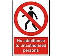 Warning Sign No Admittance Adhesive Plastic 60 x 40 cm