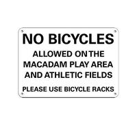 Warning sign no bicycles allowed on macadam play area/athletic fields sign business sign aluminum metal tin sign 8×12 INCH
