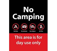 Warning Sign No Camping This Area Is For Day Use Only Weatherproof Signs Metal Plaque Tough Wall Posters For Bar Pub Man Cave Bathroom 20X30Cm