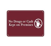 Warning Sign no Drugs or Cash Kept on Premises Feature Department for Home Workplace Kitchen Bar Cafe Garden Farm Farmhouse Wall Decor 8x12 Inch
