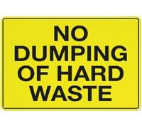 Warning Sign - No Dumping Of Hard Waste, Aluminum Rust-Proof Metal Sign, Weather Resistant, for Garbage Zones, Industrial Areas, 12x8 inch