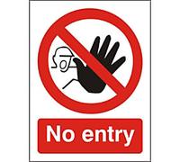 Warning Sign No Entry Adhesive Plastic 40 x 30 cm