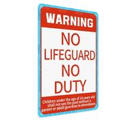 Warning Sign No Lifeguard On Duty Wall Decor Swimming Pool Safety Sign Summer Tin Sign for Swimming Pool Water Park Beach Decor 8x12 Inch