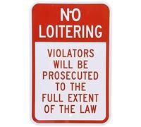 Warning Sign No Loitering Violators Will Be Prosecuted, Red on White Sign Business Sign Aluminum Metal Tin Sign_6"x8"