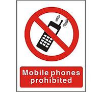 Warning Sign No Mobiles Wall Mounted PVC (Polyvinyl Chloride) 15 x 20 cm