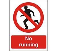 Warning Sign No Running Adhesive Plastic 20 x 15 cm