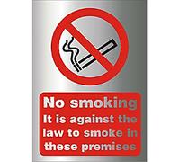 Seco No Smoking It is Against The Law to Smoke in These Premises Sign, 150mm x 200mm - 1.5mm Brushed Aluminium Composite