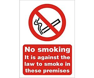 Warning Sign No Smoking Adhesive Plastic 14.8 x 21 cm