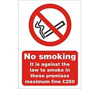 Warning Sign No Smoking Adhesive Plastic 21 x 29.7 cm