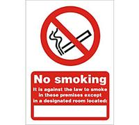 Warning Sign No Smoking Adhesive Vinyl 21 x 29.7 cm