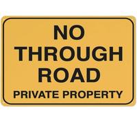 Warning Sign - No Through Road Private Property Yellow, Aluminum Rust-Proof Safe Sign, for Home, Business, Driveway Alerts, 12x16 inch