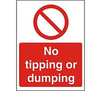 Warning Sign No Tipping Or Dumping Adhesive Plastic 20 x 15 cm