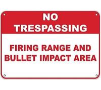 Warning Sign: No Trespassing Firing Range Bullet Impact Area, Business Aluminum Metal Tin Sign, ideal for shooting ranges gun clubs firing zones, critical hazard notice for restricted areas 12x8 In