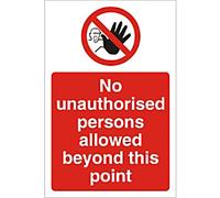 Warning Sign No Unauthorised Persons Freestanding Corrugated Board 30 x 20 cm