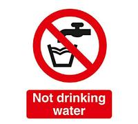 Seco Not Drinking Water Sign, 150mm x 200mm - Self Adhesive Vinyl, Black/Red/White