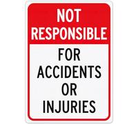 Warning Sign Not Responsible for Accidents or Injuries Hanging Metal Sign Enter at Your Own Risk SignTin Sign 8X12 Inches