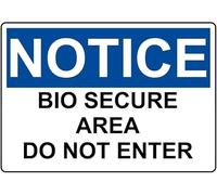 Warning Sign: Notice Bio Secure Area Do Not Enter, Vintage Metal Wall Decor for Home Farm Bar Coffee Shop, ideal for labs farms maintaining biosecurity 12x8 Inch