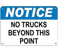 Warning Sign: Notice No Trucks Beyond This Point, Hazard Sign for Road Business, ideal for narrow roads residential areas, traffic restriction for small thoroughfares 12x8 Inch