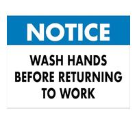 Warning Sign Notice Wash Hands Before Returning To Work Tough Metal Signs Durable Wall Posters For Bathroom Home Garden 20X30Cm