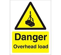 Warning Sign Overhead Load Adhesive Plastic 20 x 15 cm