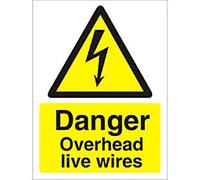 Warning Sign Overhead Wires Adhesive Plastic 30 x 20 cm