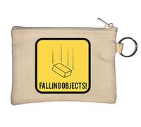 Warning Sign Parody Falling Objects Brick Logo Key Chain Coin Purse Beige