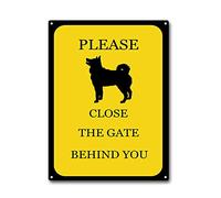 Warning Sign Please Close The Gate Behind You Husky Activity Sign Metal Tin Sign Home Bar Signs for Man Cave Coffee Wall Decor 12x16Inch Wall Art Decoration
