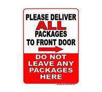 Warning Sign Please Deliver All Packages to Front Door Do Not Leave Packages Here Right Arrow Sign 12x16 inch Metal Tin Sign Yard Sign, Sign, Garden Sign