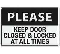 Warning Sign: Please Keep Door Closed & Locked at All Times, Printed Aluminum Sign for Home Business, suitable for offices secure areas 12x8 Inch