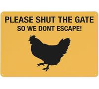 Warning Sign - Please Shut The Gate So We Dont Escape, Aluminum Rust-Proof Security Sign, for Farms, Yards, Outdoor Use, 12x8 inch