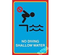 Warning sign,pool rules sign,no diving shallow water print man swimming large picture notice safety pool business sign pool safety sign metal aluminum sign 8×12 INCH